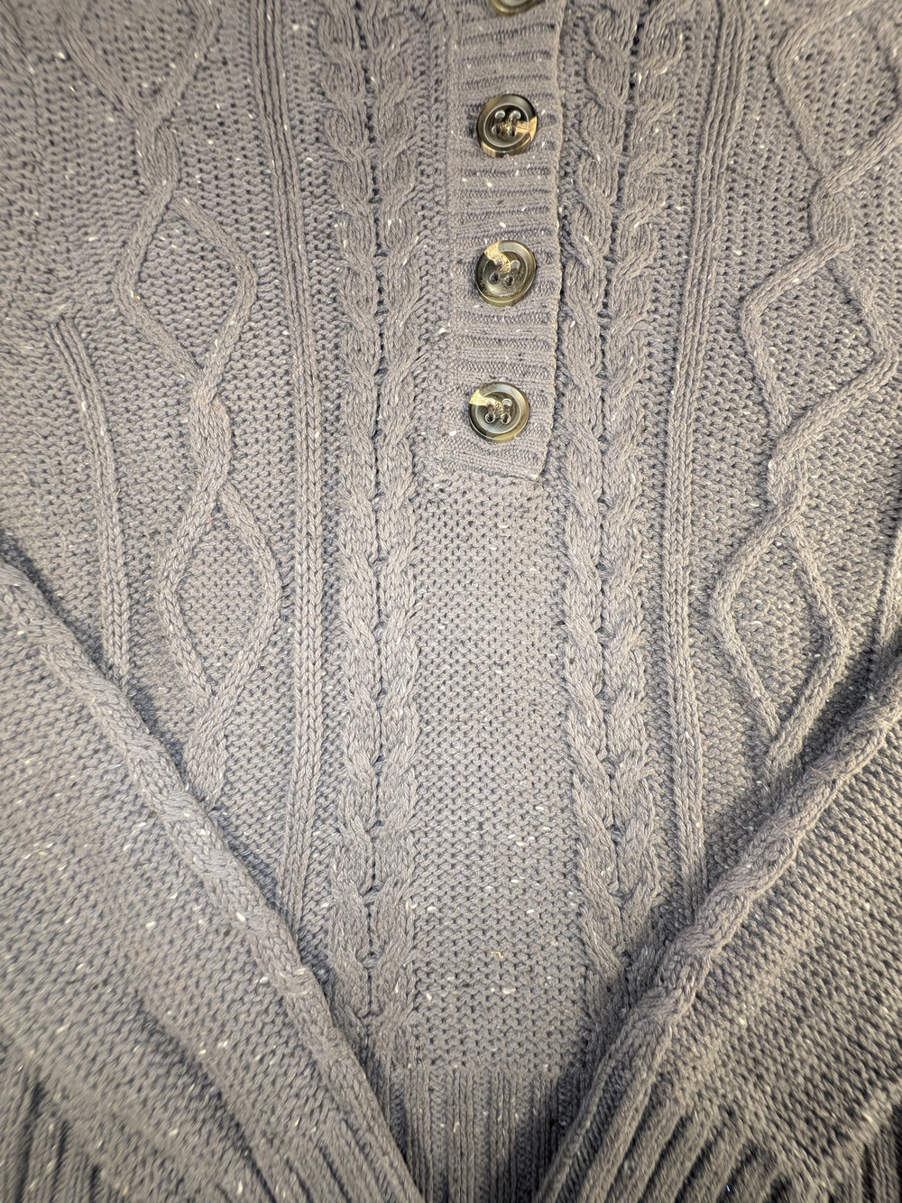 dELiA*s CharcoalGray with Multicolored specks Long-Sleeve Henley Hoodie Sweater - Picture 2 of 15